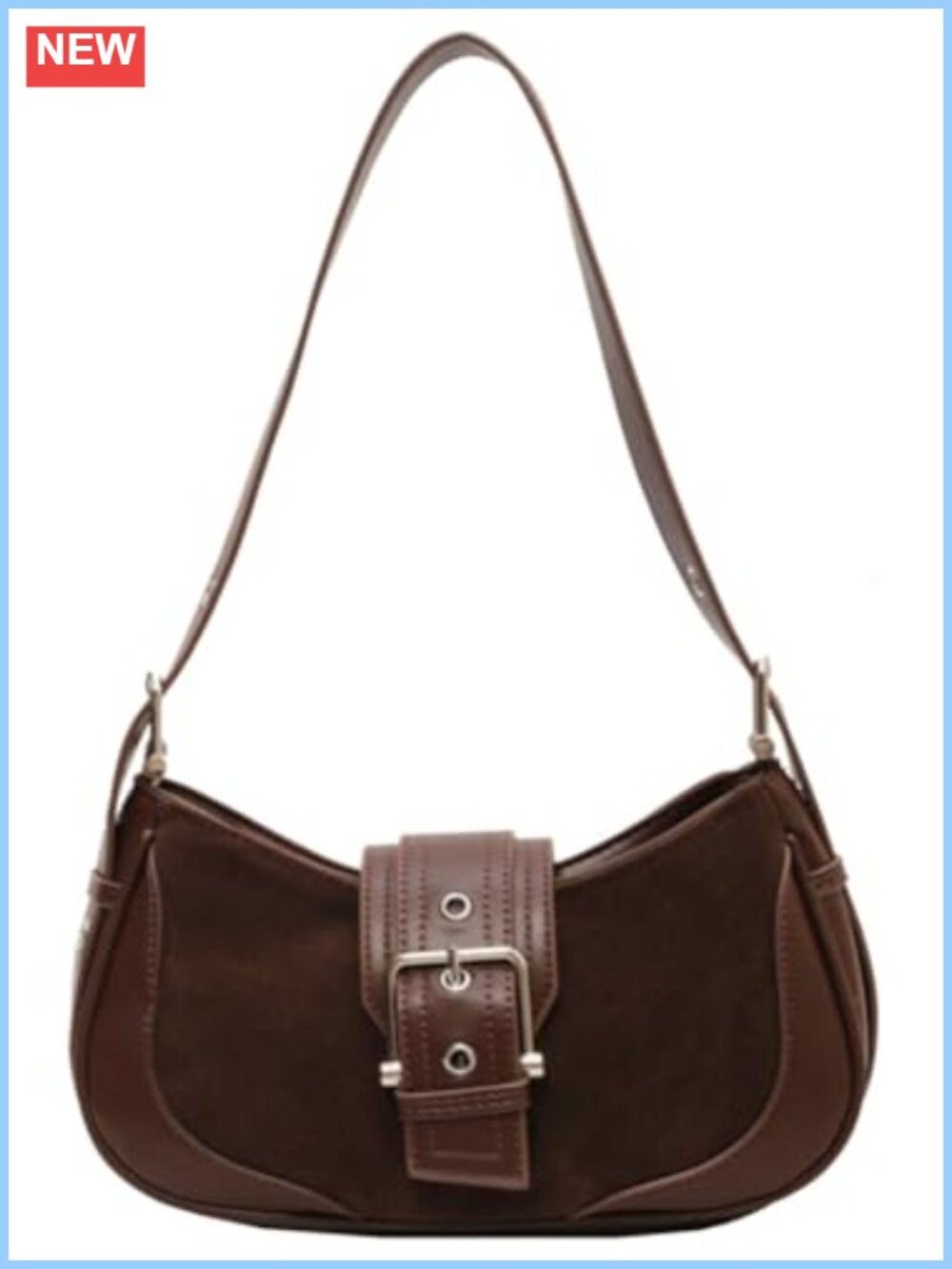 Suede PU Leather Mini Crescent Hobo Shoulder Bag Adjustable Strap